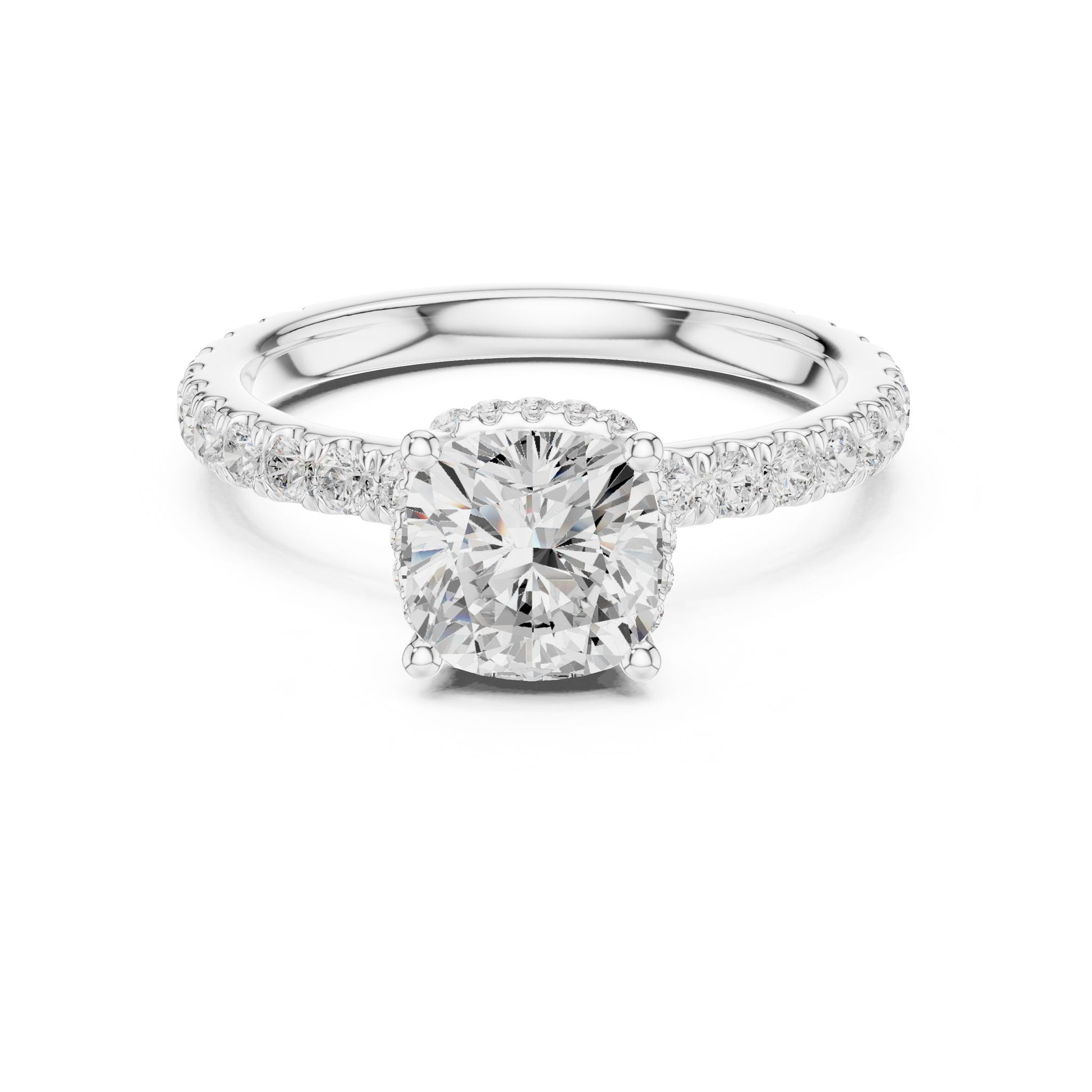 Round Lab Grown Diamond Hidden Halo Engagement Ring