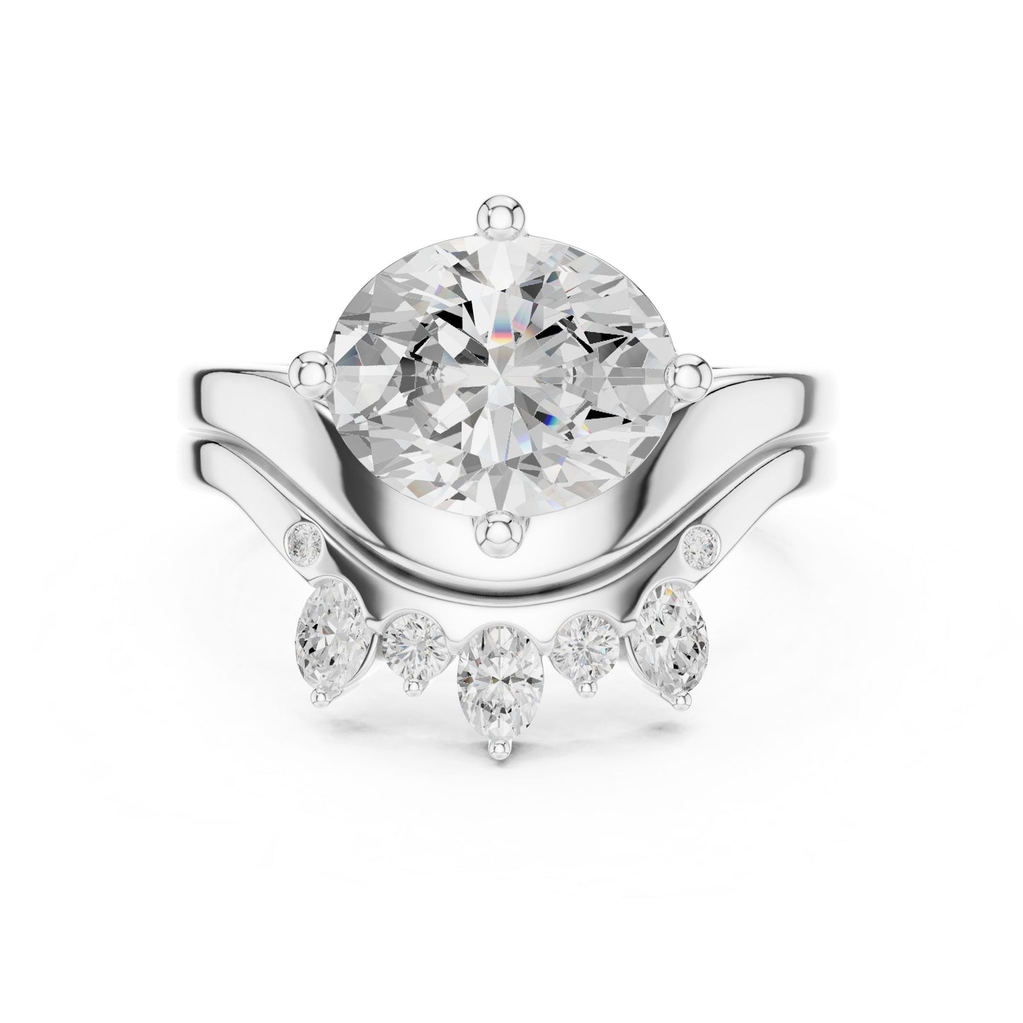 Round Lab Grown Diamond Hidden Halo Engagement Ring