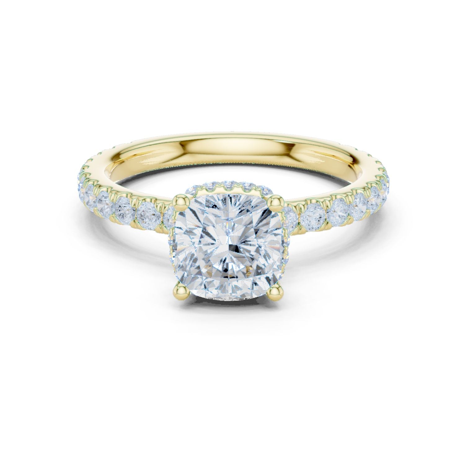 Round Lab Grown Diamond Hidden Halo Engagement Ring