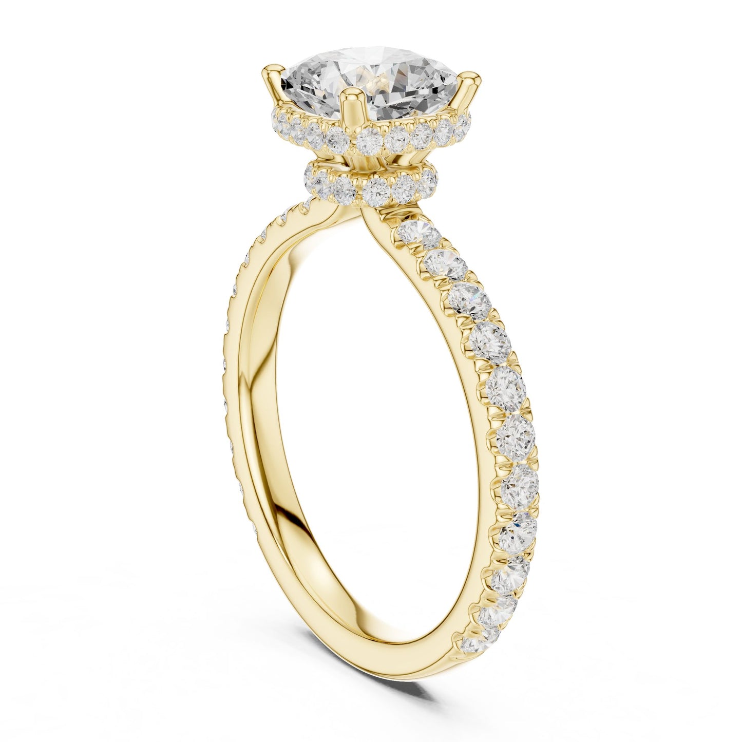 Round Lab Grown Diamond Hidden Halo Engagement Ring