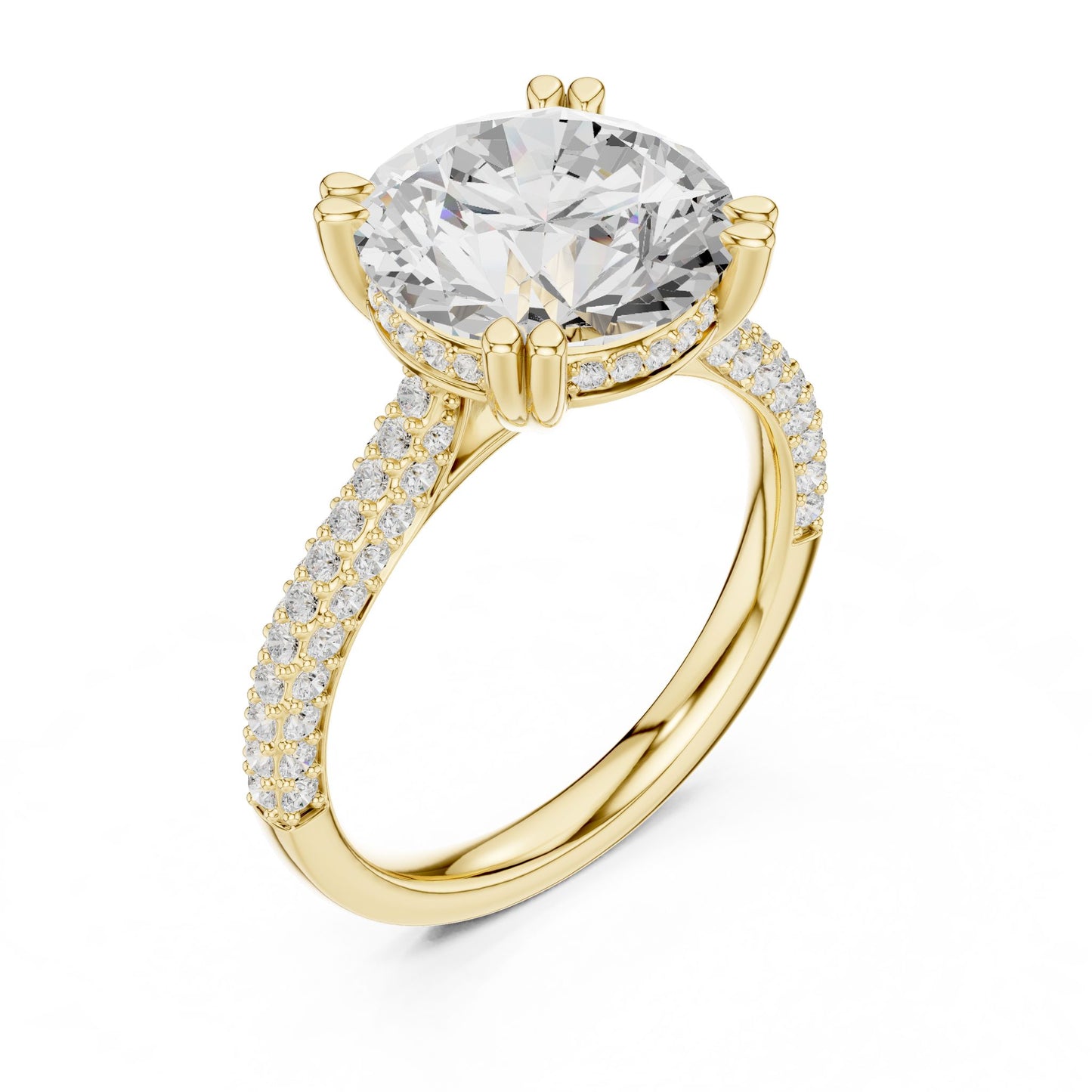Round Lab Grown Diamond Hidden Halo Engagement Ring