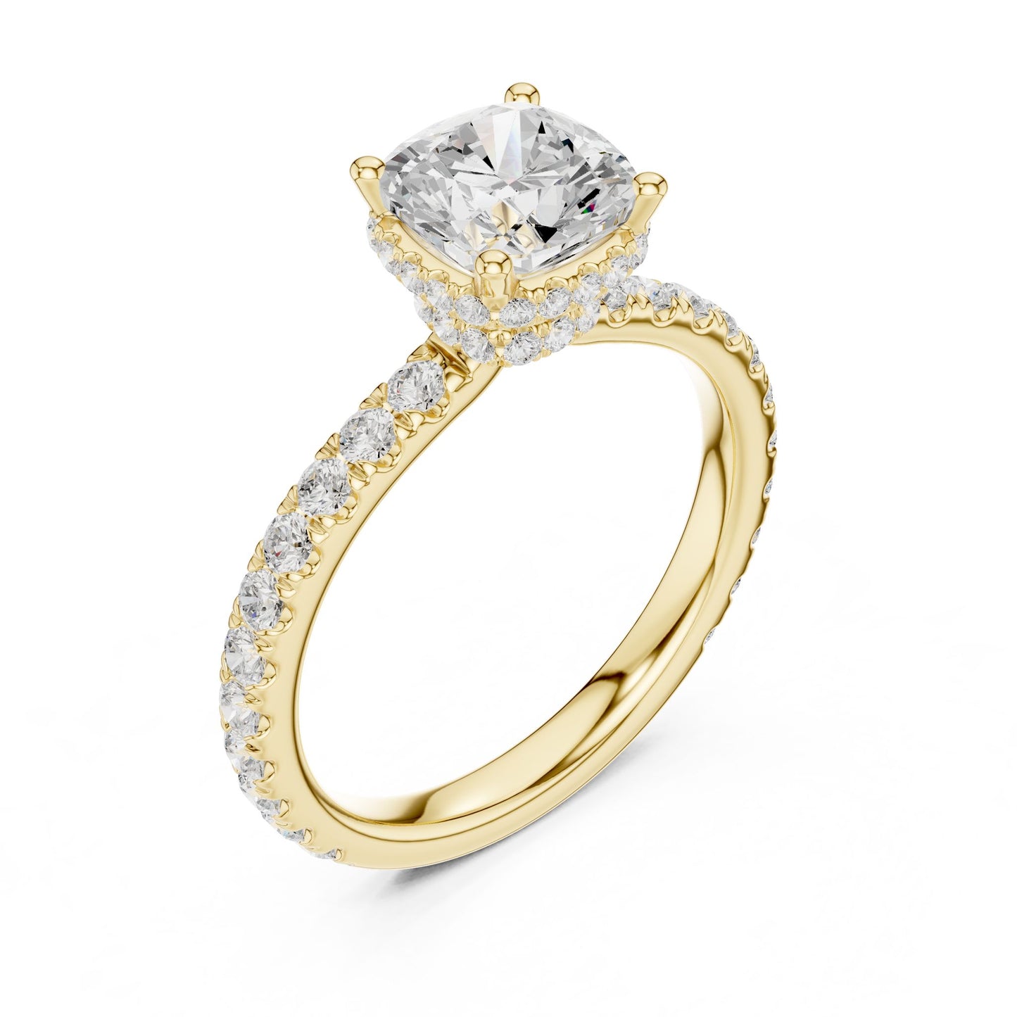 Round Lab Grown Diamond Hidden Halo Engagement Ring