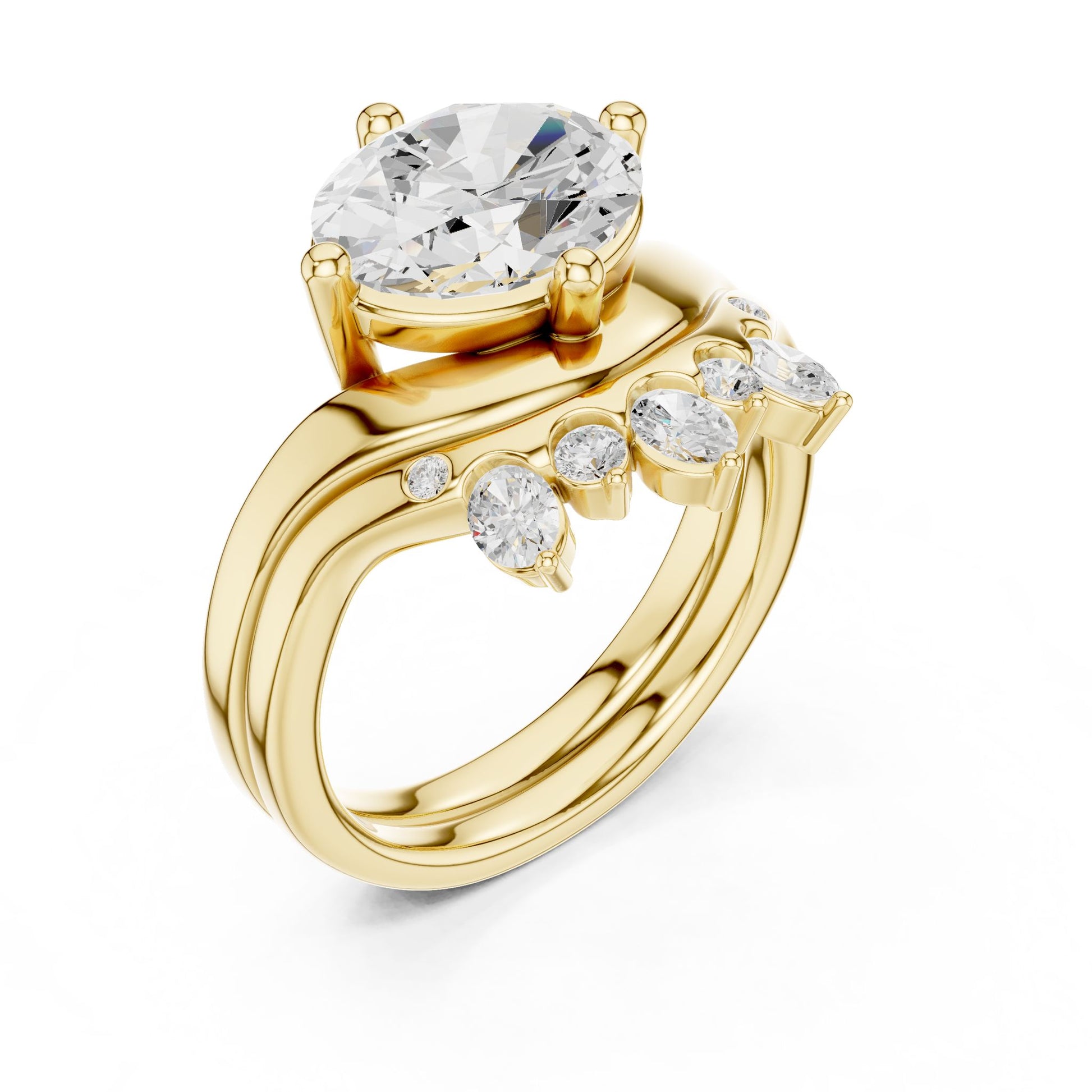 Round Lab Grown Diamond Hidden Halo Engagement Ring