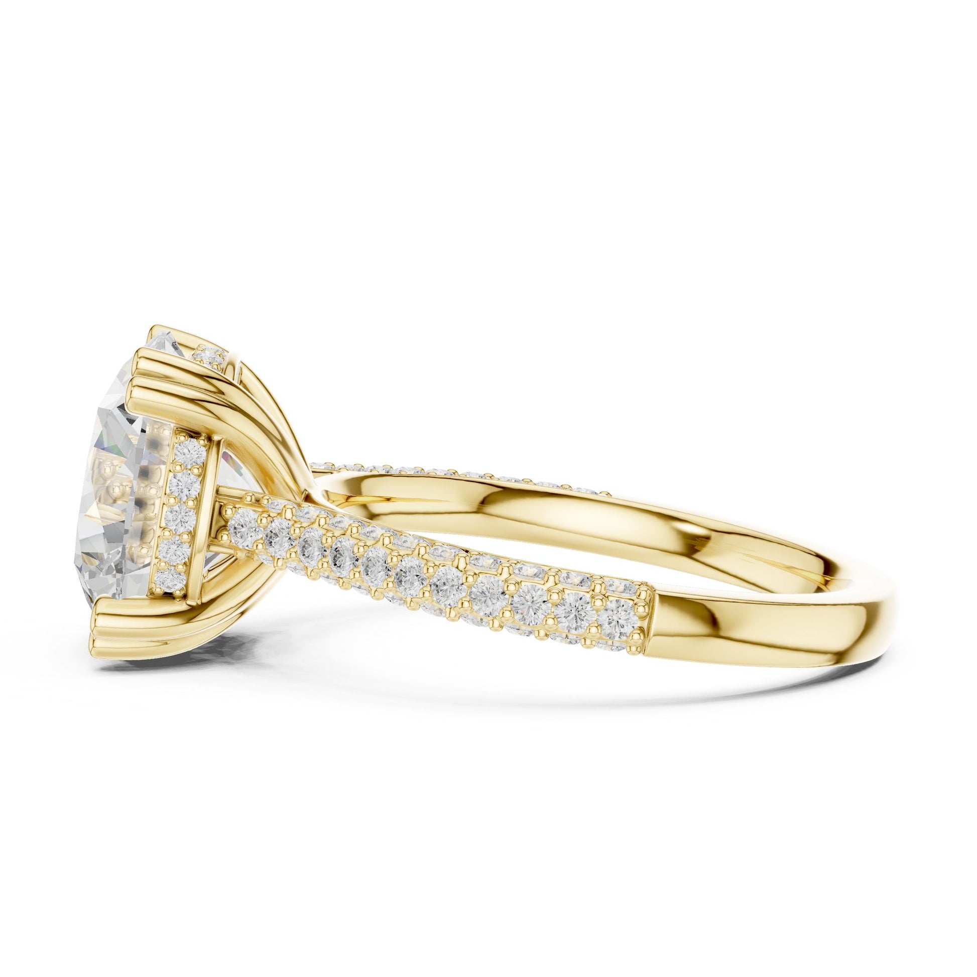 Round Lab Grown Diamond Hidden Halo Engagement Ring