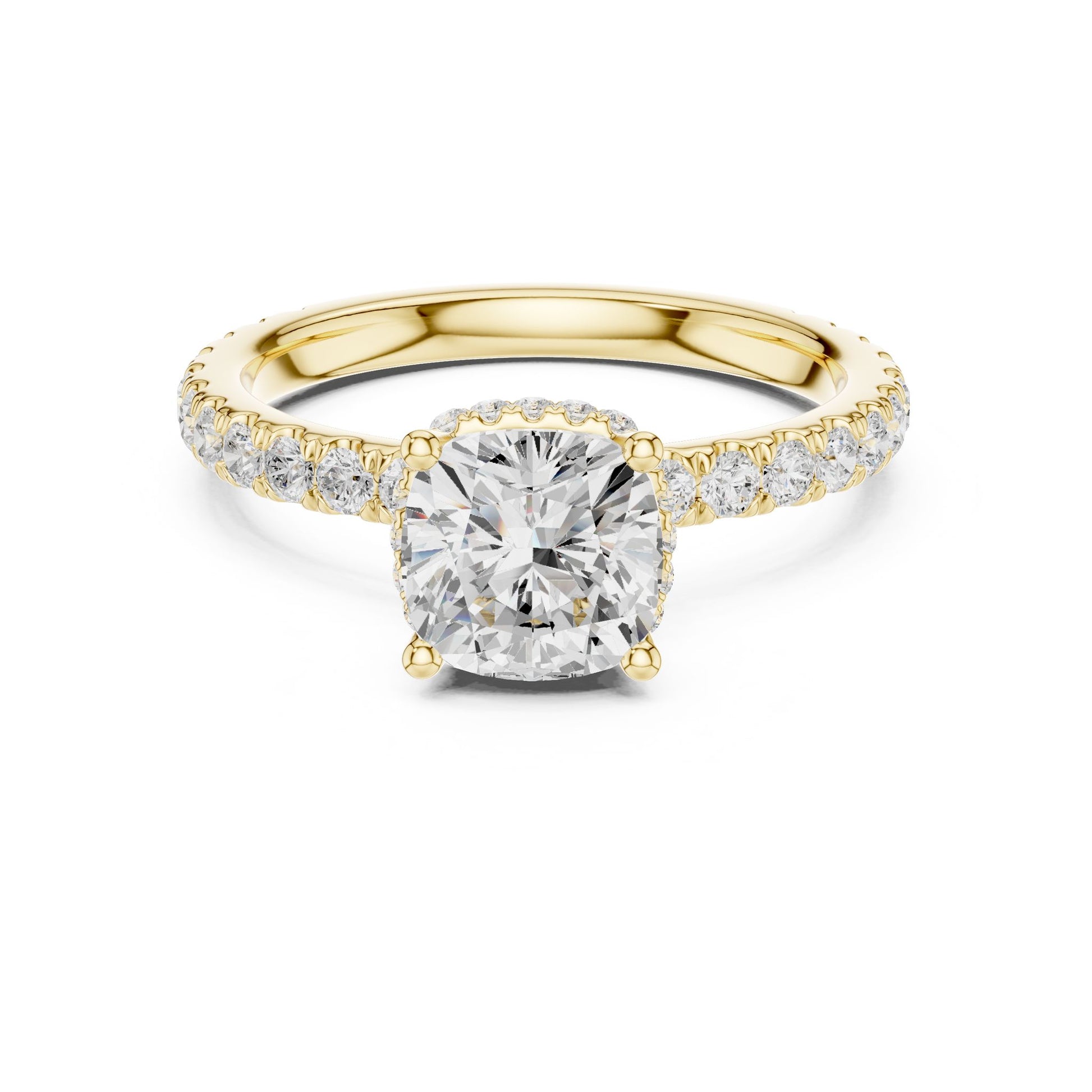 Round Lab Grown Diamond Hidden Halo Engagement Ring