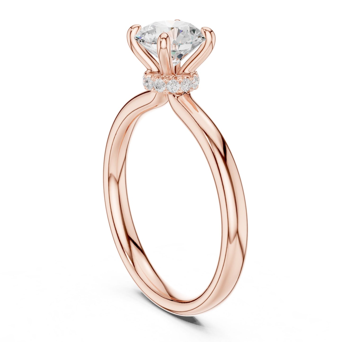 Round Lab Grown Diamond Hidden Halo Engagement Ring