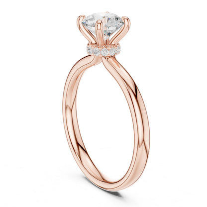 Round Lab Grown Diamond Hidden Halo Engagement Ring