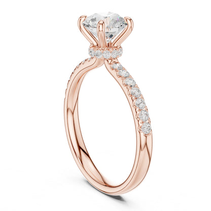 Round Lab Grown Diamond Hidden Halo Engagement Ring