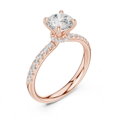 Round Lab Grown Diamond Hidden Halo Engagement Ring