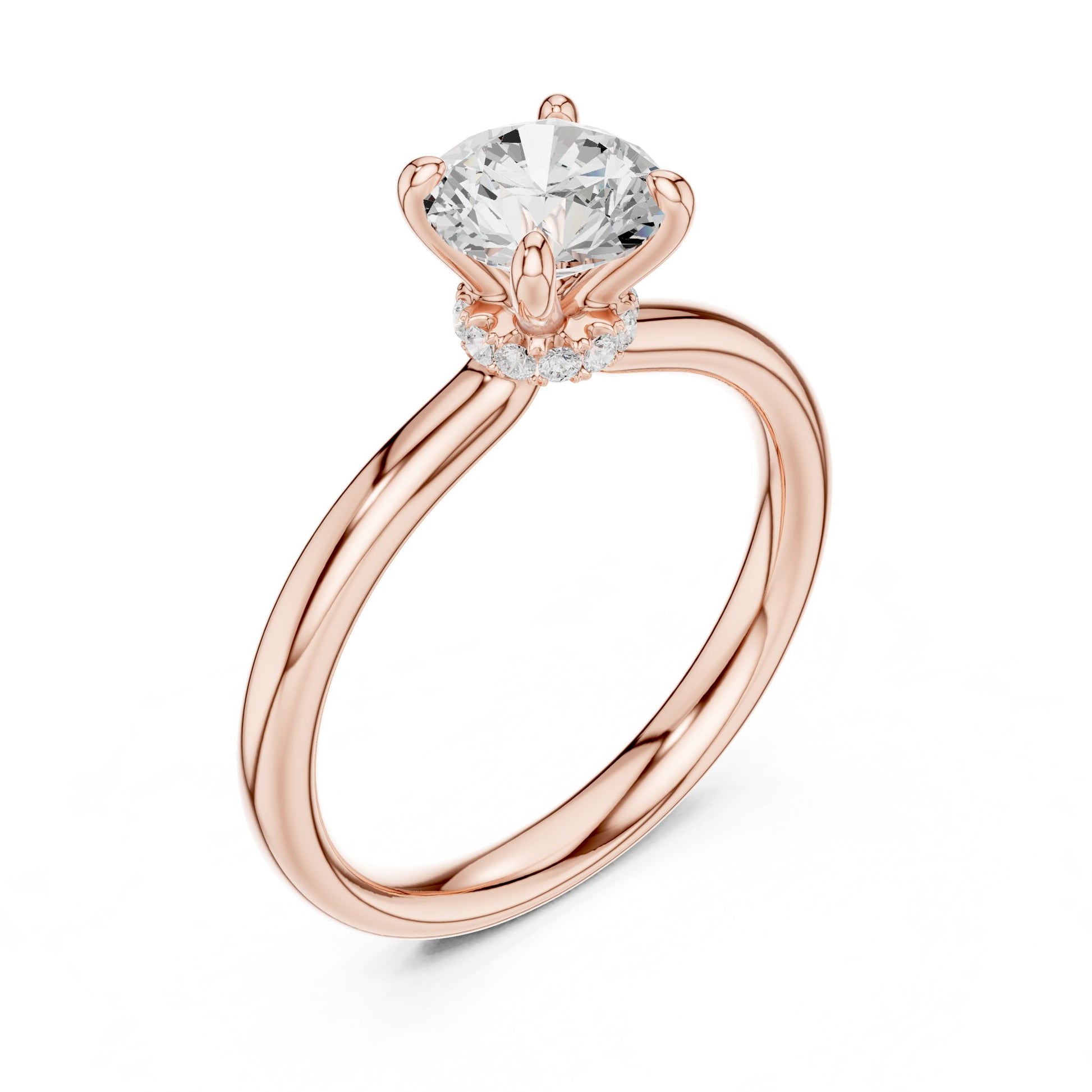 Round Lab Grown Diamond Hidden Halo Engagement Ring