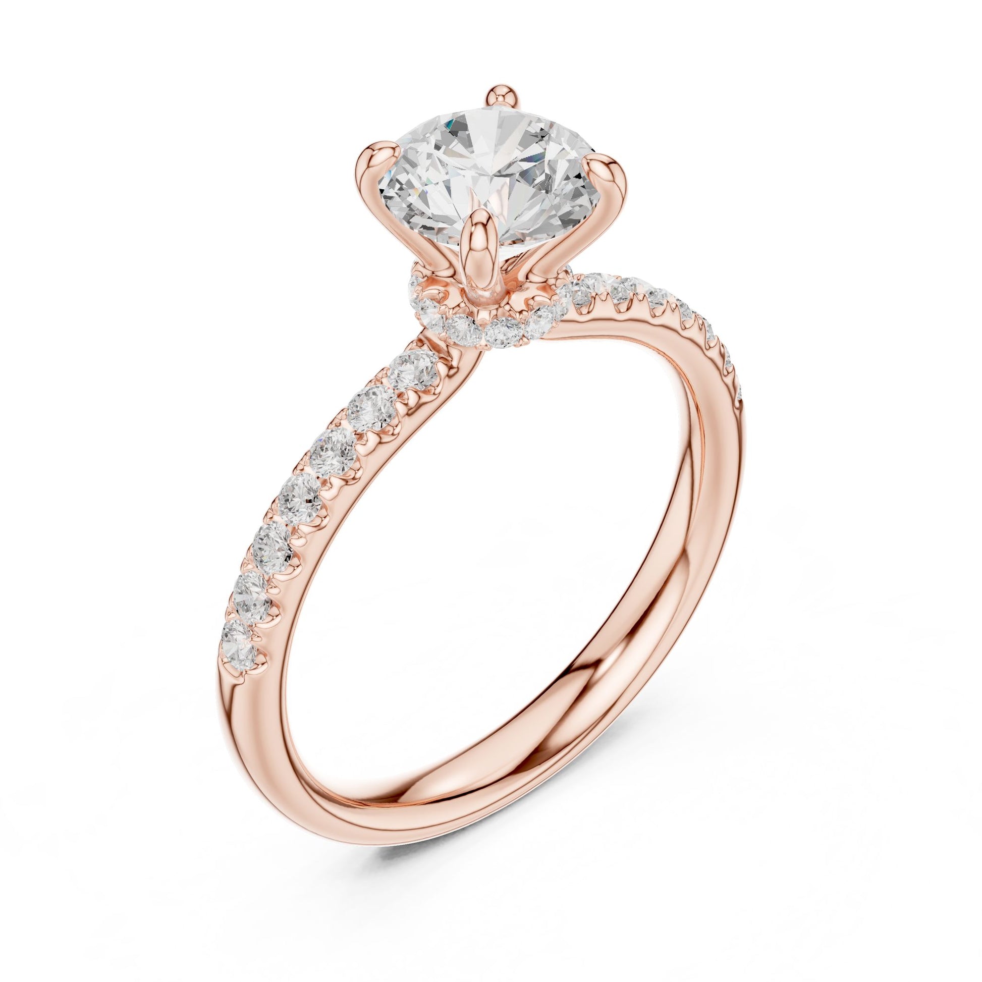 Round Lab Grown Diamond Hidden Halo Engagement Ring