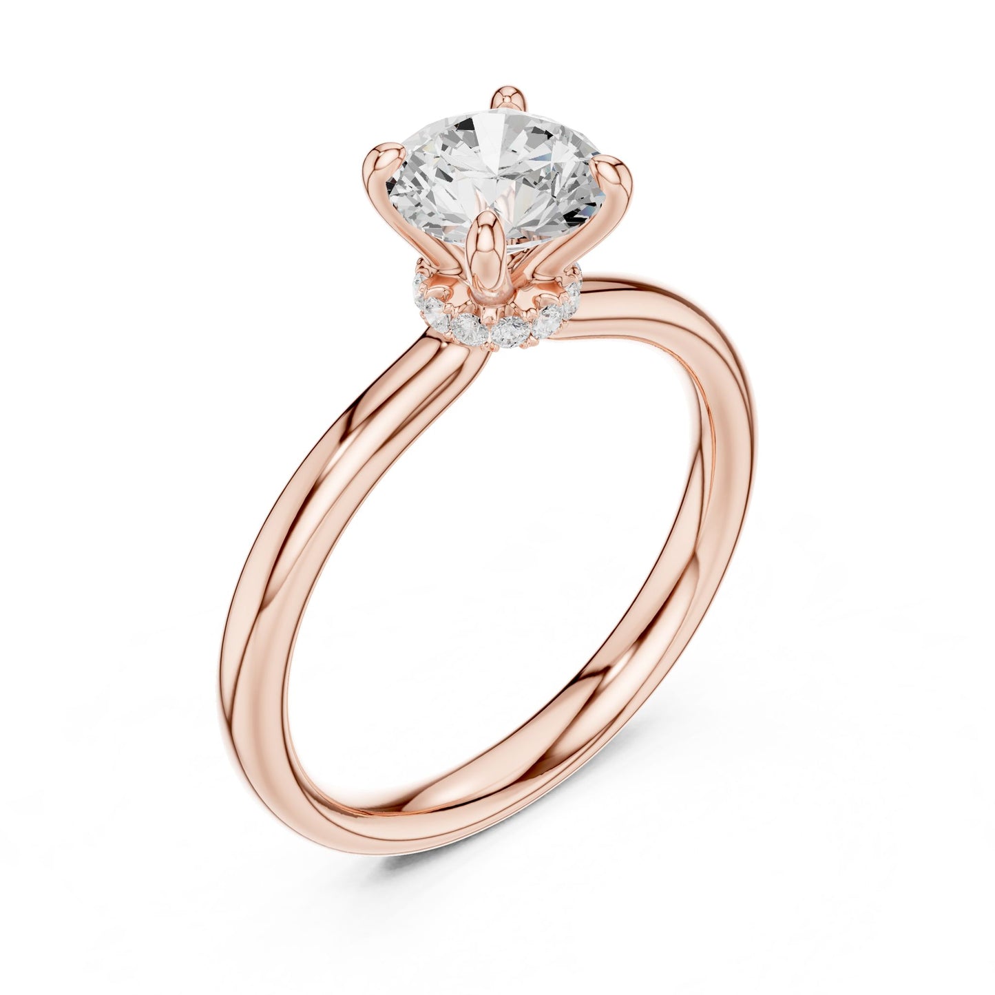 Round Lab Grown Diamond Hidden Halo Engagement Ring