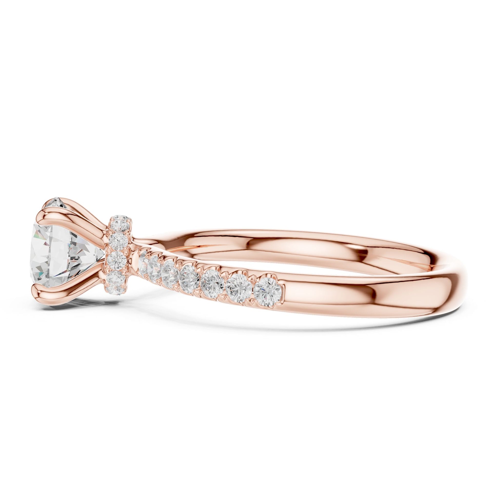 Round Lab Grown Diamond Hidden Halo Engagement Ring