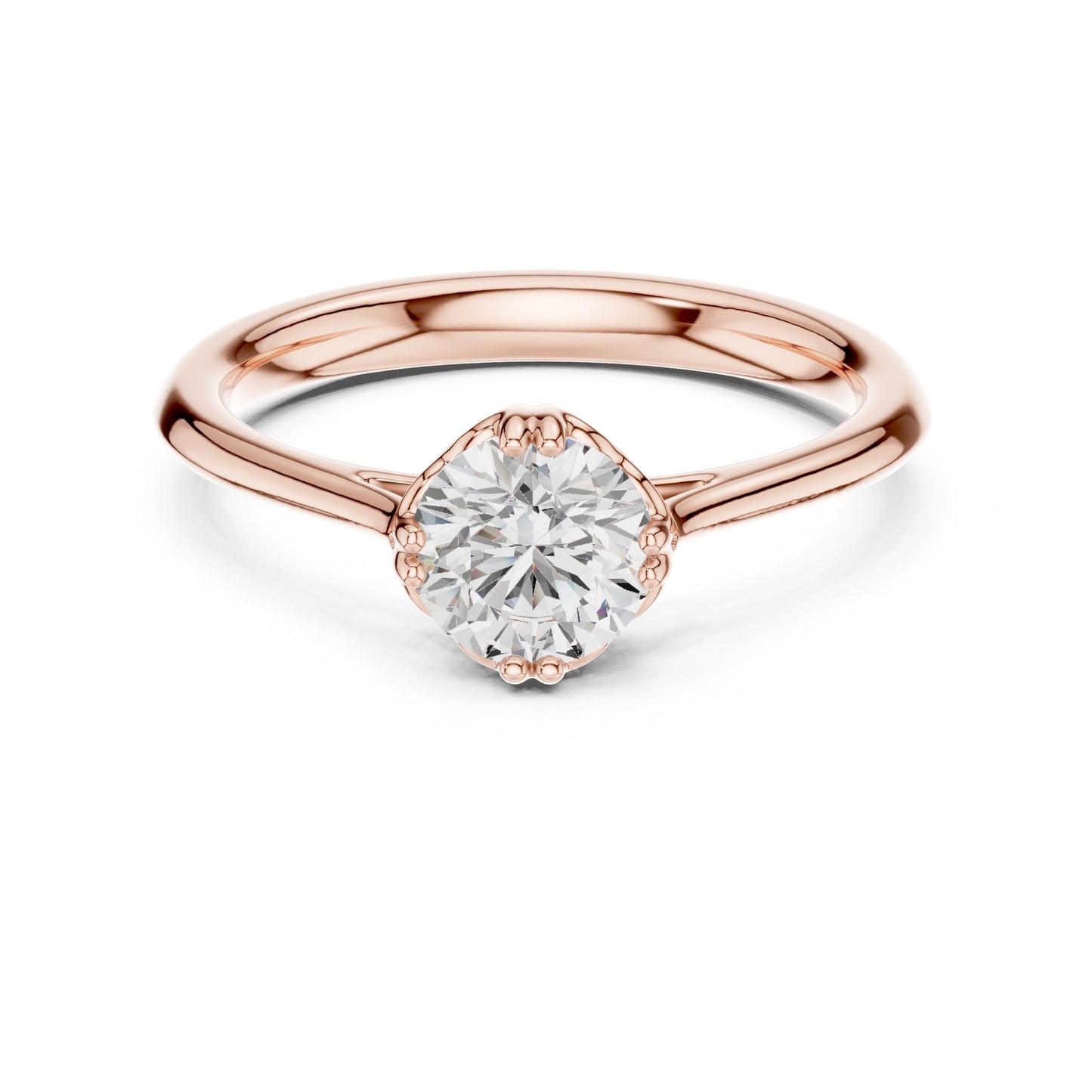 Round Lab Grown Diamond Hidden Halo Engagement Ring