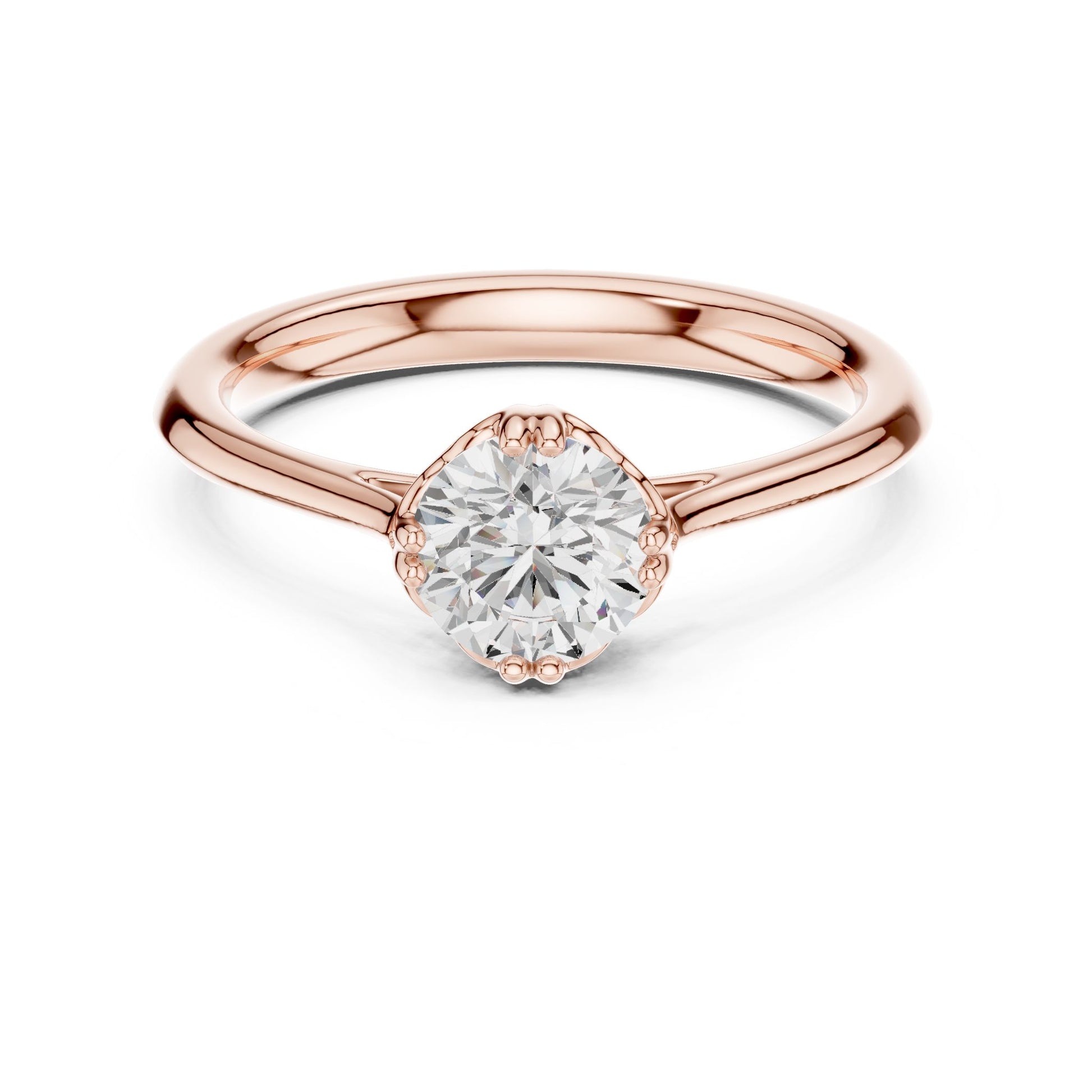 Round Lab Grown Diamond Hidden Halo Engagement Ring
