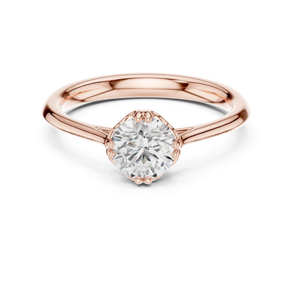 Round Lab Grown Diamond Hidden Halo Engagement Ring