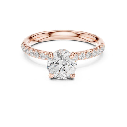 Round Lab Grown Diamond Hidden Halo Engagement Ring