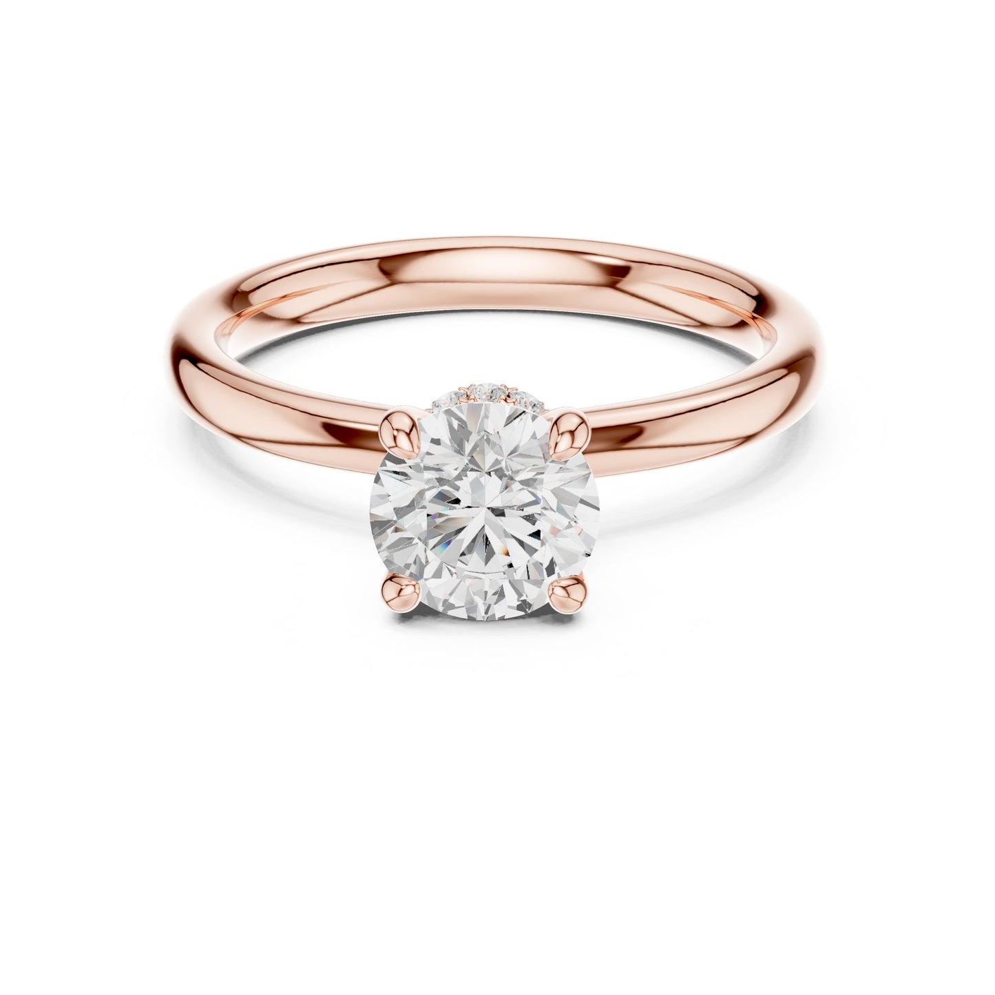 Round Lab Grown Diamond Hidden Halo Engagement Ring