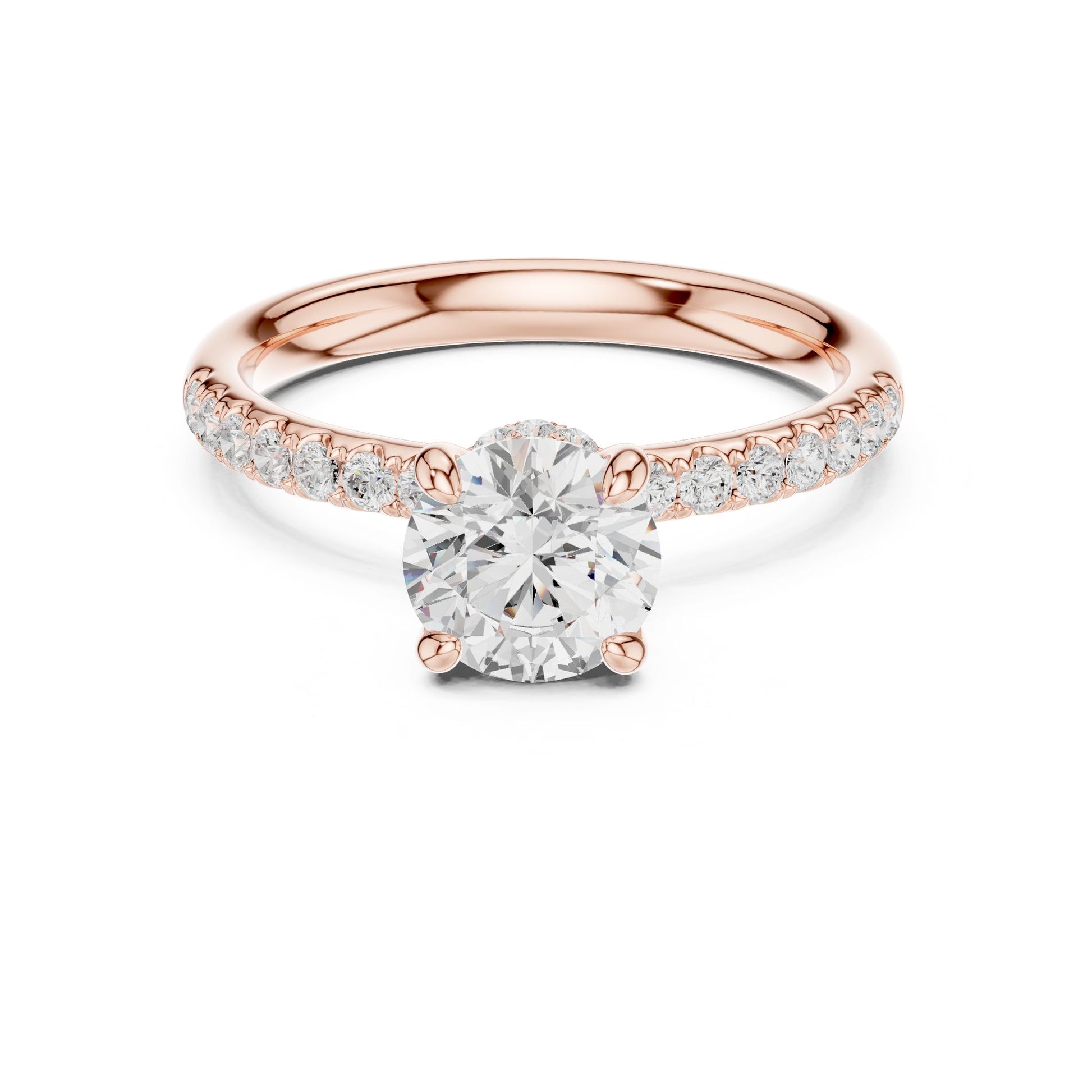 Round Lab Grown Diamond Hidden Halo Engagement Ring