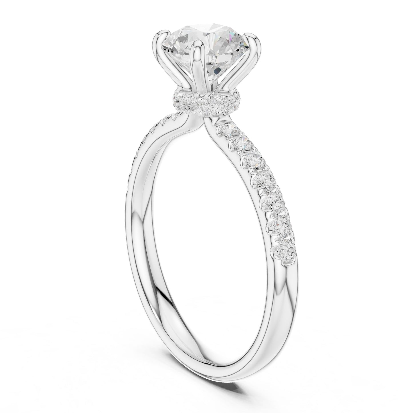Round Lab Grown Diamond Hidden Halo Engagement Ring