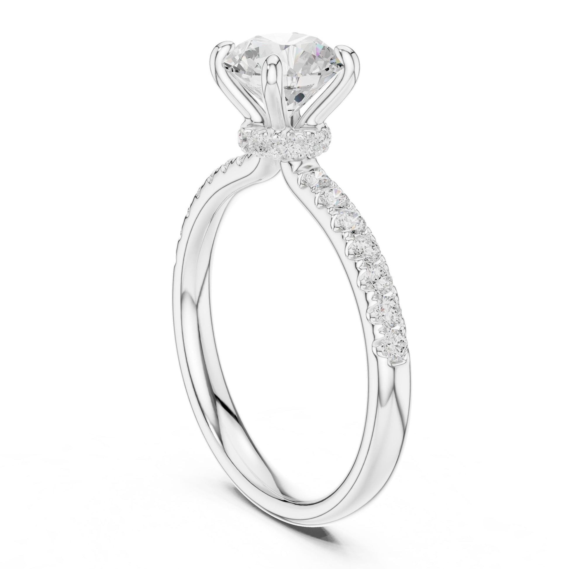 Round Lab Grown Diamond Hidden Halo Engagement Ring