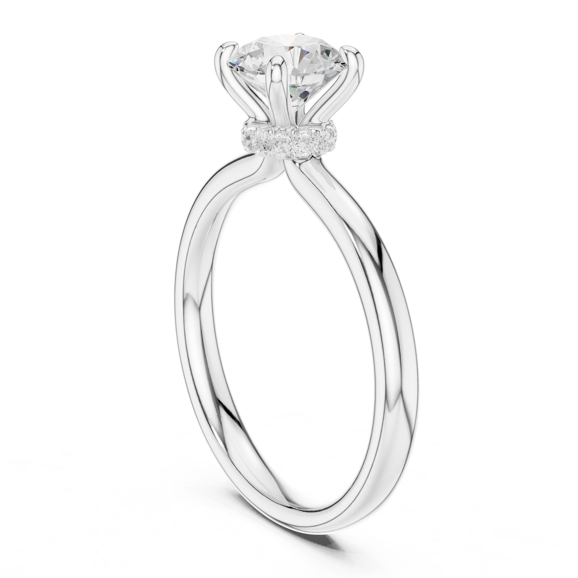 Round Lab Grown Diamond Hidden Halo Engagement Ring