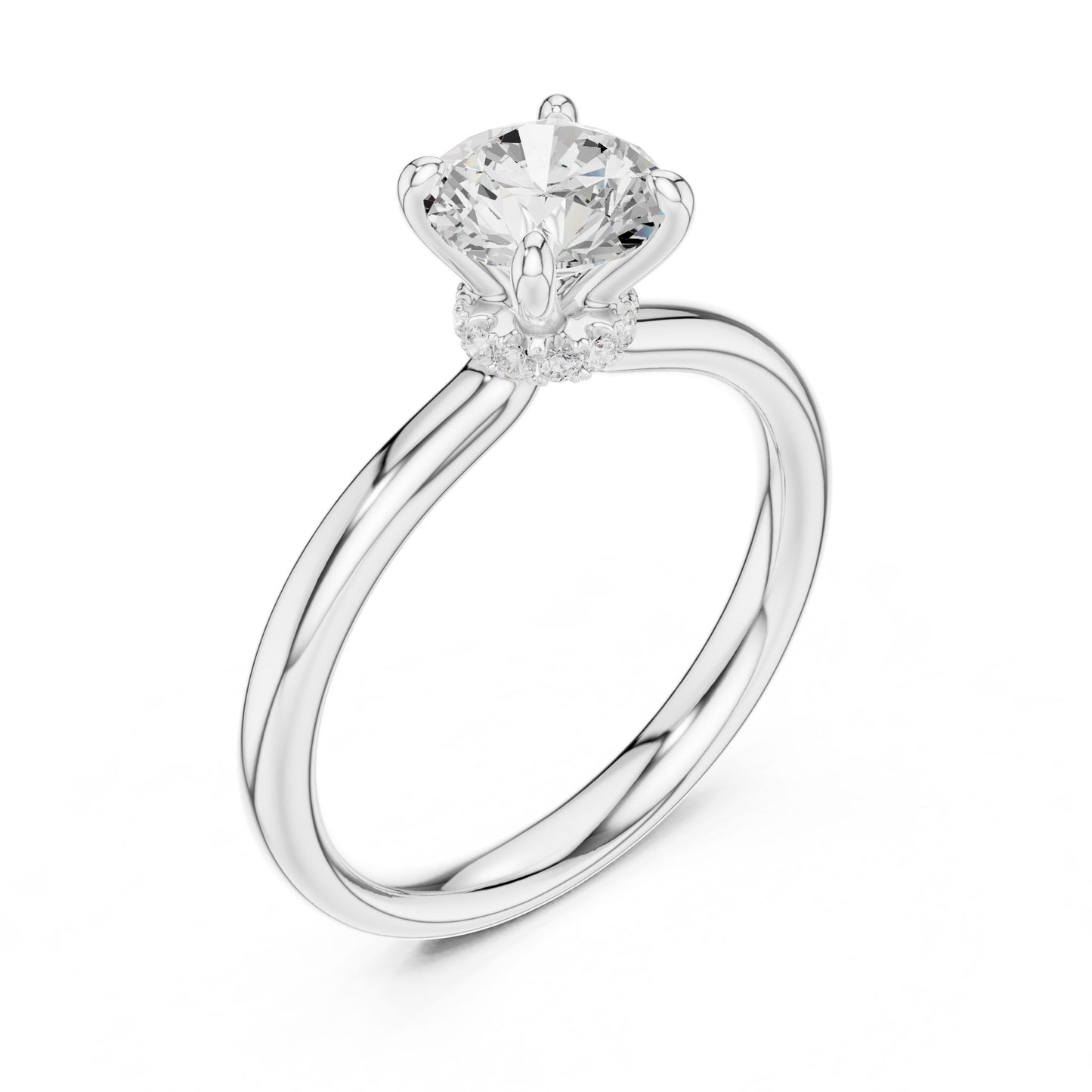 Round Lab Grown Diamond Hidden Halo Engagement Ring