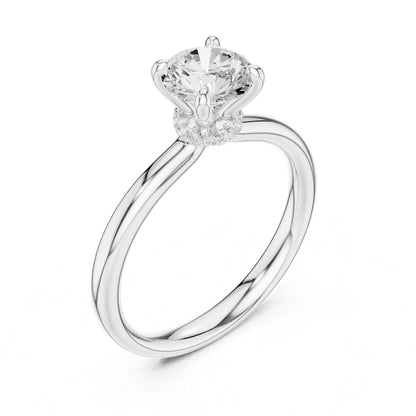 Round Lab Grown Diamond Hidden Halo Engagement Ring