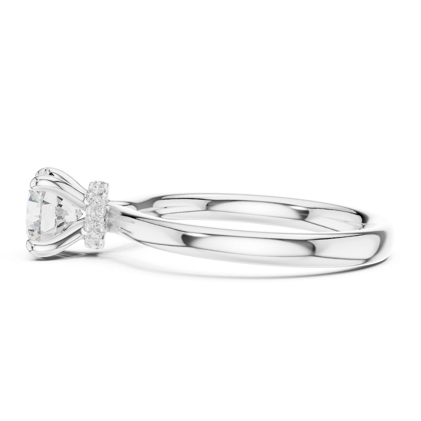 Round Lab Grown Diamond Hidden Halo Engagement Ring