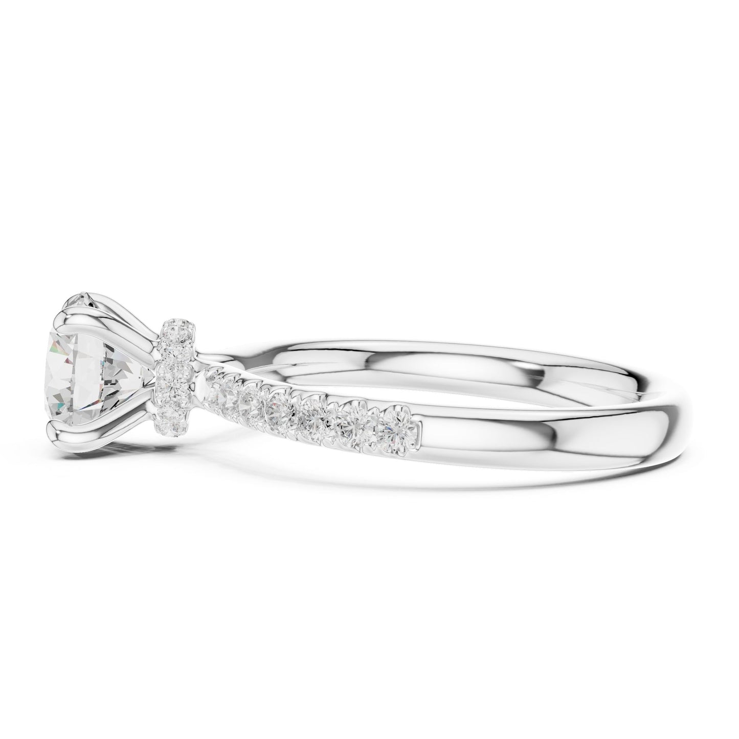 Round Lab Grown Diamond Hidden Halo Engagement Ring