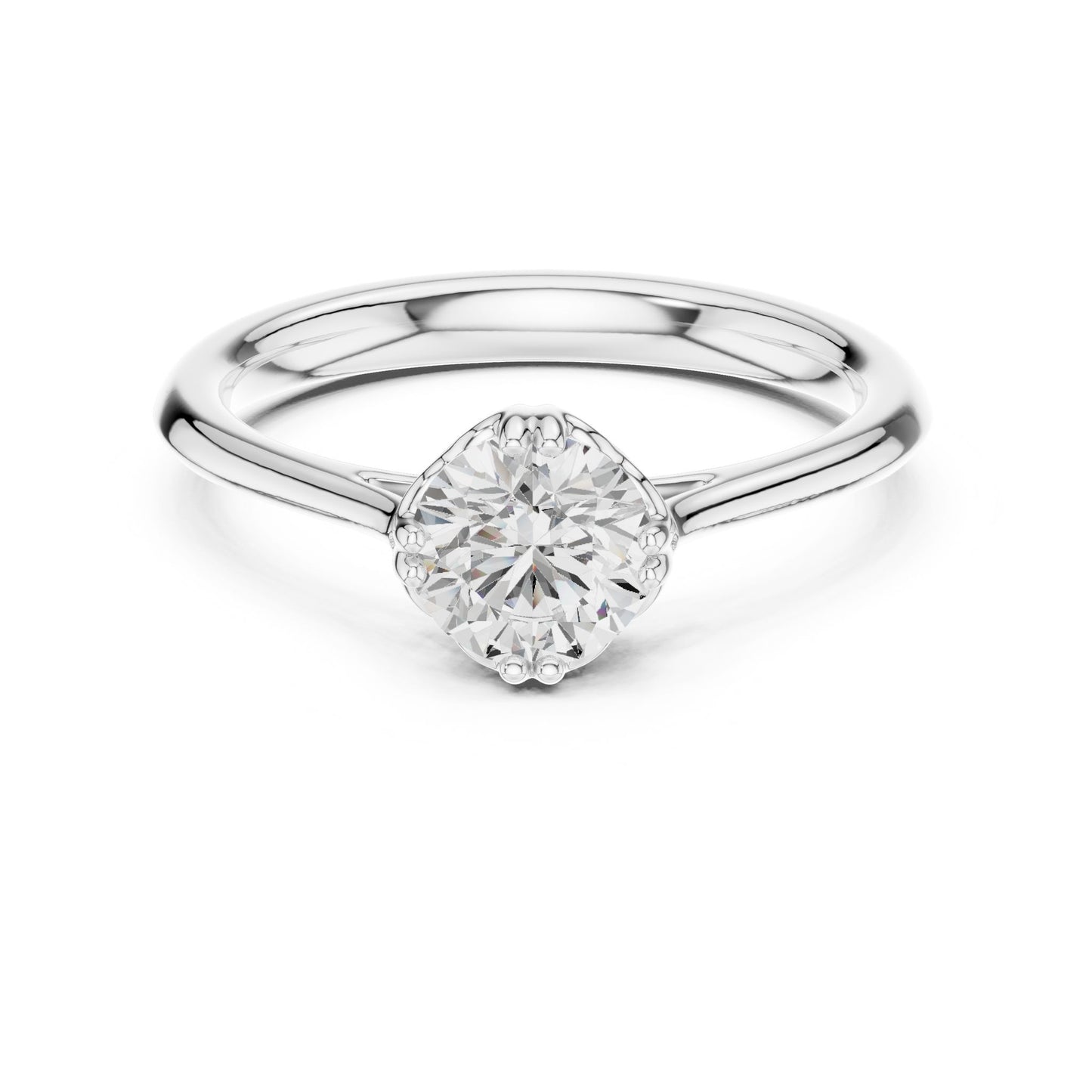 Round Lab Grown Diamond Hidden Halo Engagement Ring
