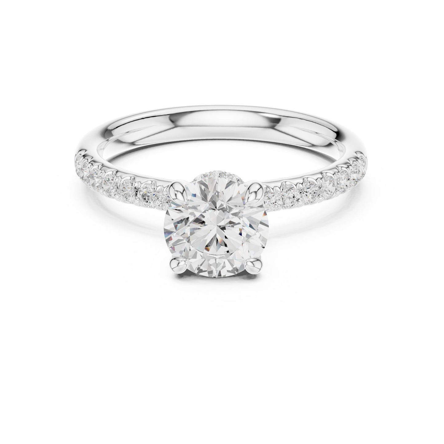 Round Lab Grown Diamond Hidden Halo Engagement Ring