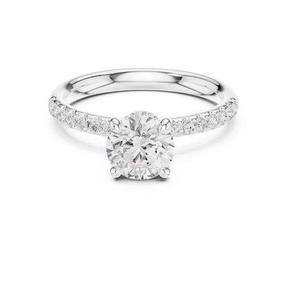 Round Lab Grown Diamond Hidden Halo Engagement Ring