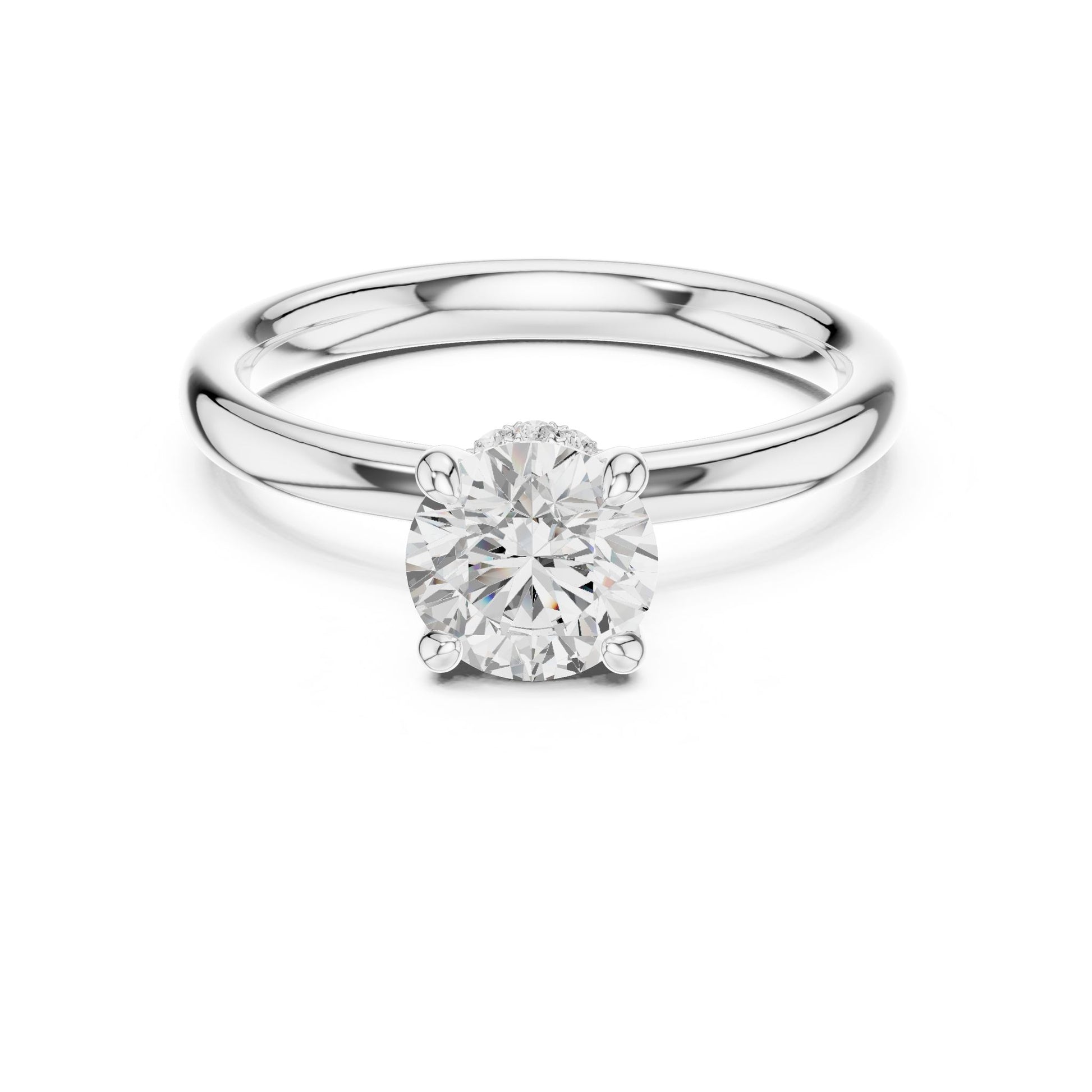 Round Lab Grown Diamond Hidden Halo Engagement Ring