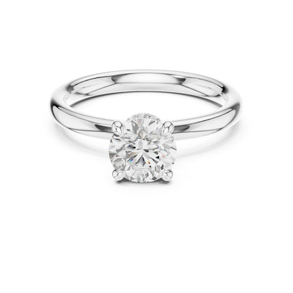 Round Lab Grown Diamond Hidden Halo Engagement Ring
