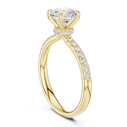 Round Lab Grown Diamond Hidden Halo Engagement Ring