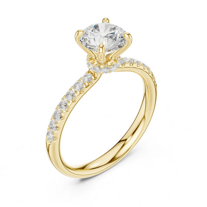 Round Lab Grown Diamond Hidden Halo Engagement Ring
