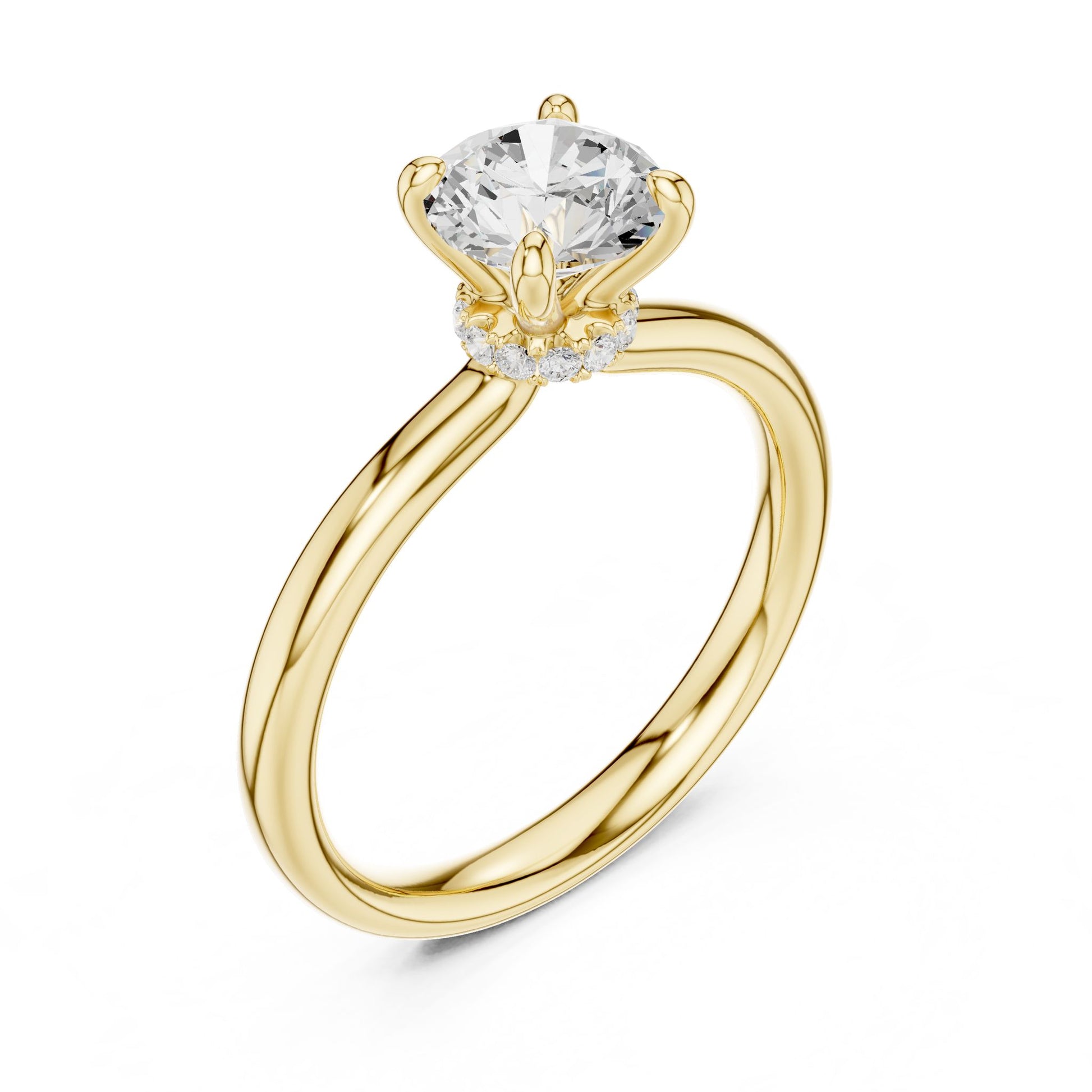 Round Lab Grown Diamond Hidden Halo Engagement Ring