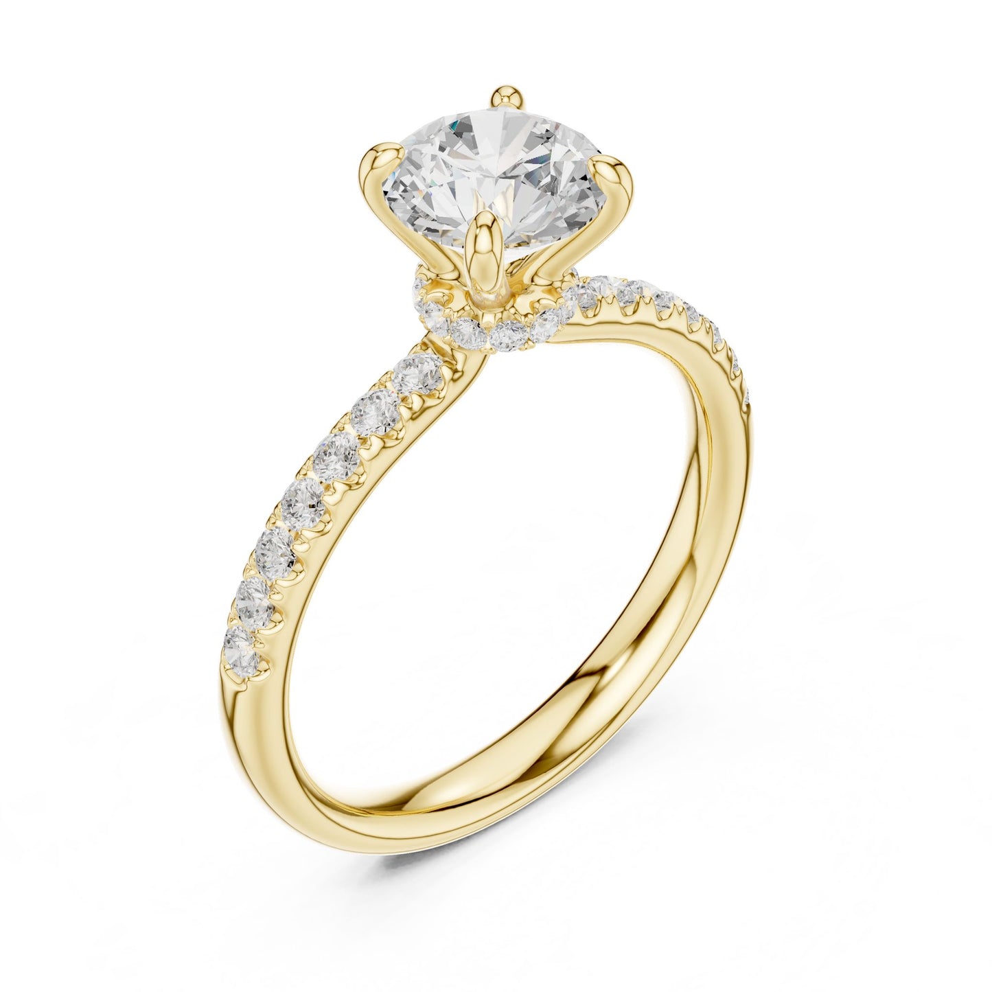 Round Lab Grown Diamond Hidden Halo Engagement Ring
