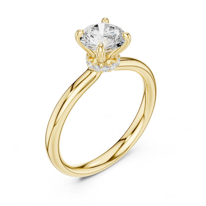 Round Lab Grown Diamond Hidden Halo Engagement Ring