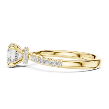 Round Lab Grown Diamond Hidden Halo Engagement Ring