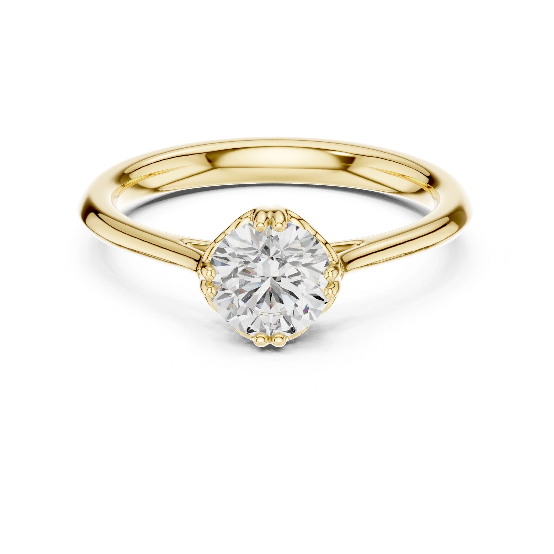 Round Lab Grown Diamond Hidden Halo Engagement Ring