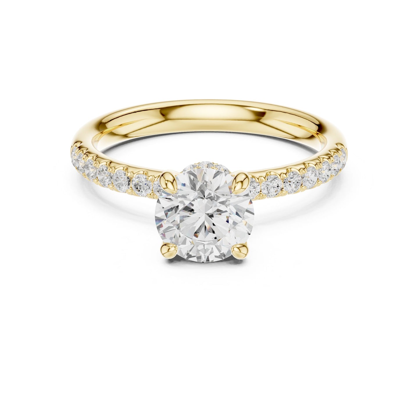 Round Lab Grown Diamond Hidden Halo Engagement Ring