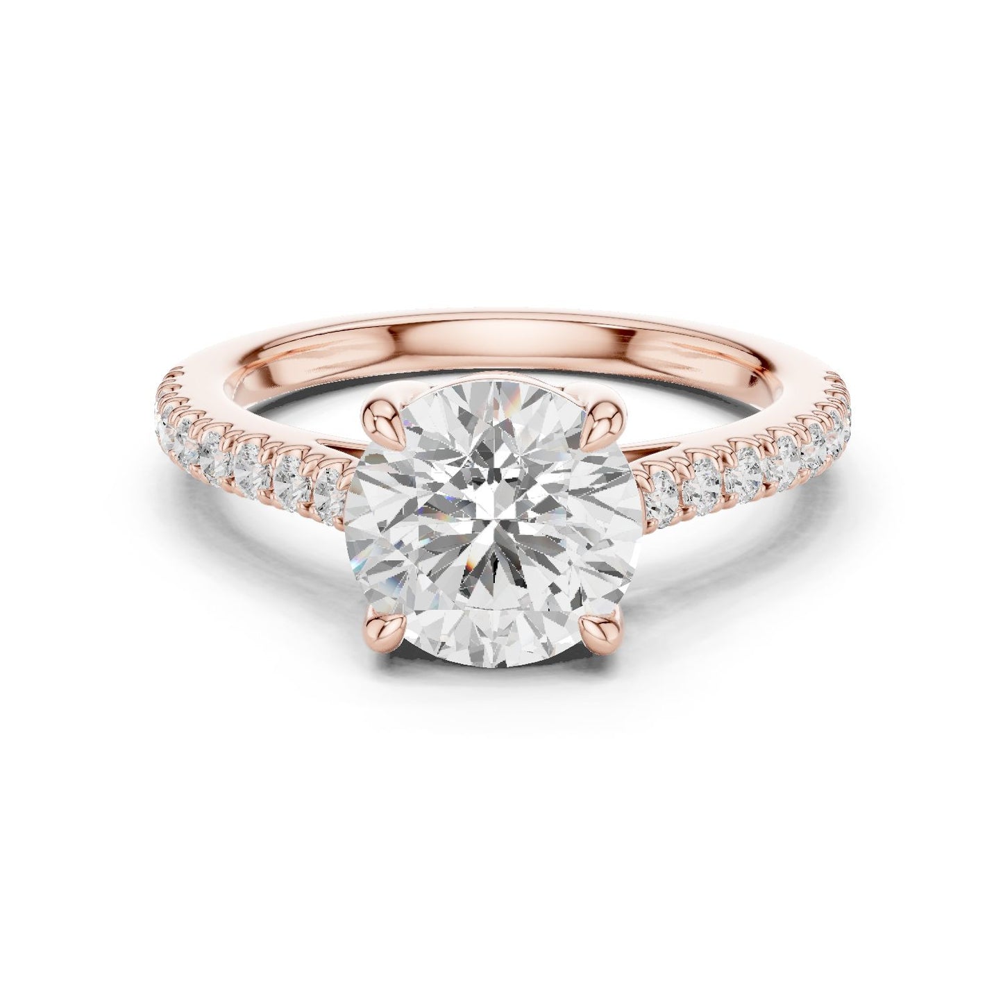Round Lab Grown Diamond Pave Engagement Ring