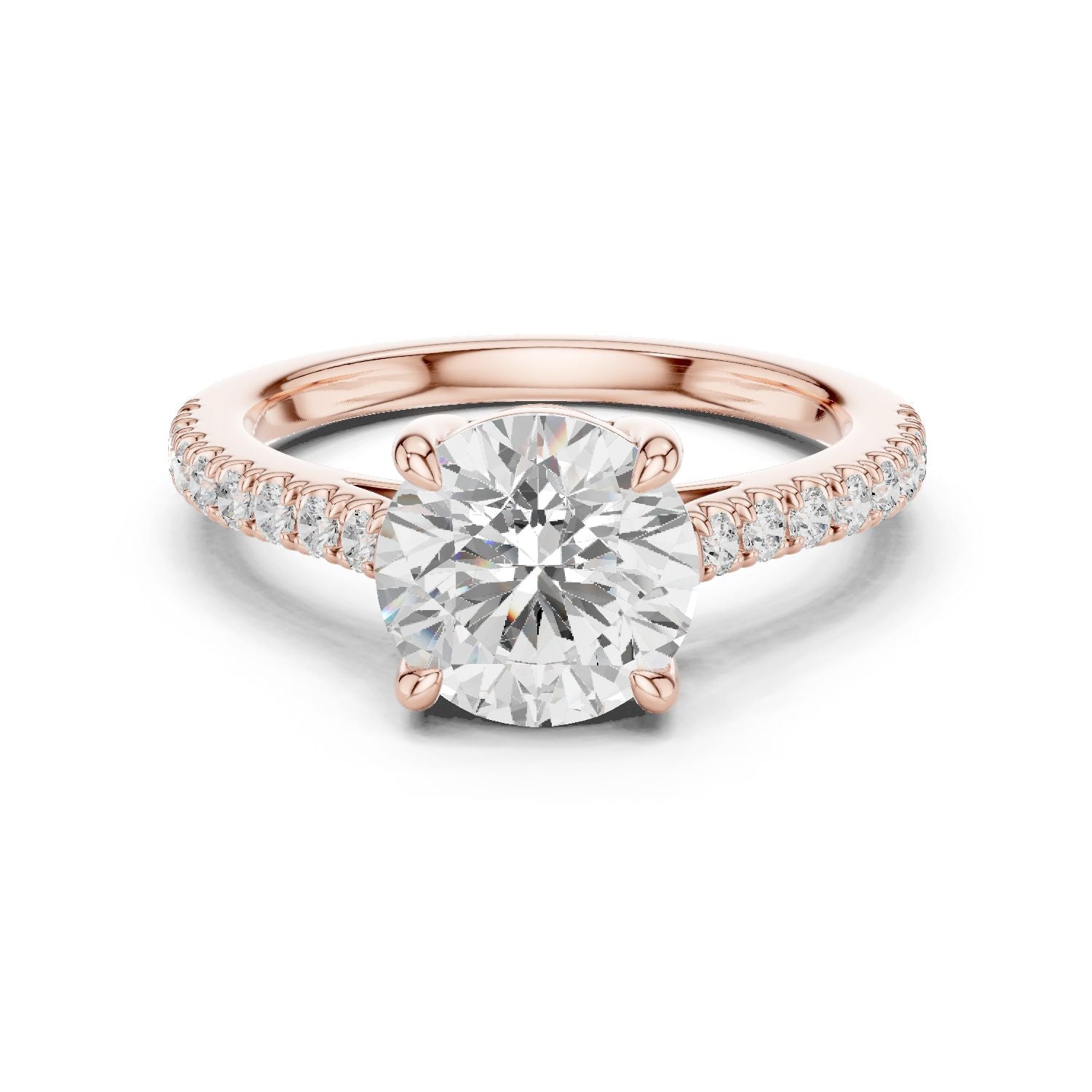 Round Lab Grown Diamond Pave Engagement Ring
