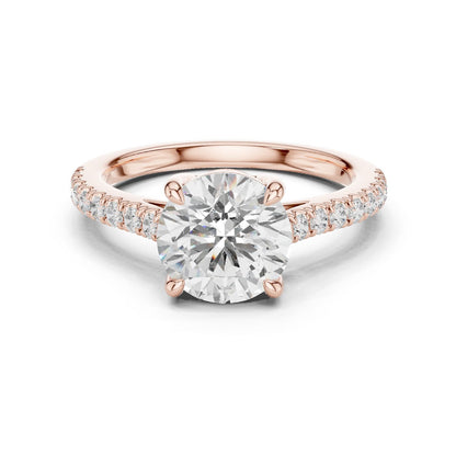 Round Lab Grown Diamond Pave Engagement Ring