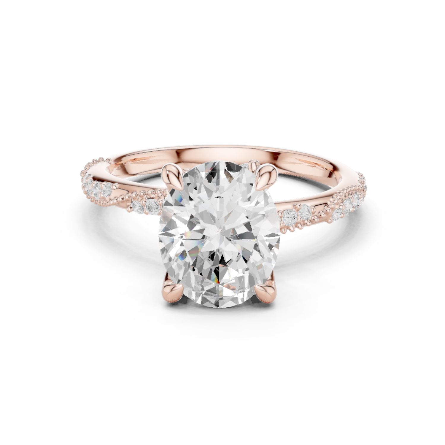 Round Lab Grown Diamond Pave Engagement Ring