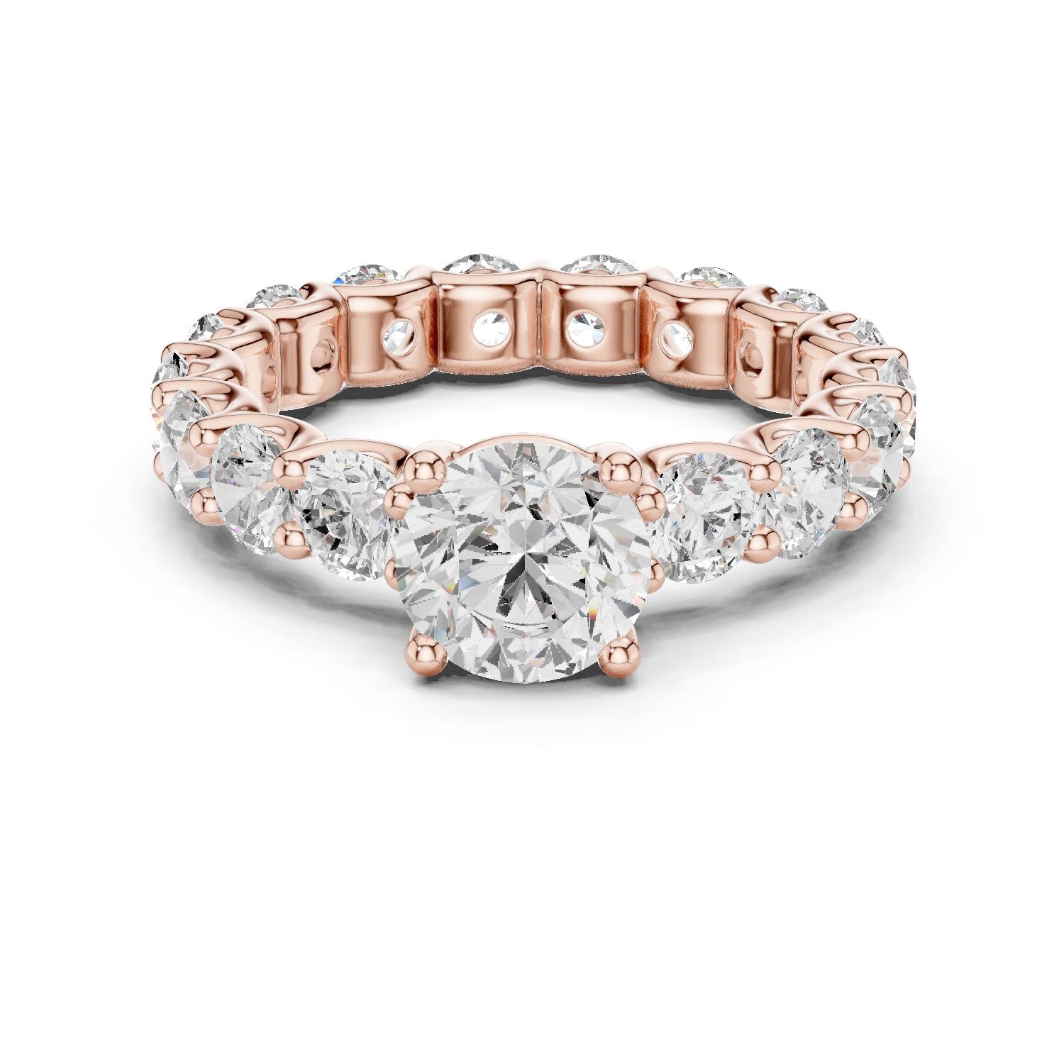 Round Lab Grown Diamond Pave Engagement Ring