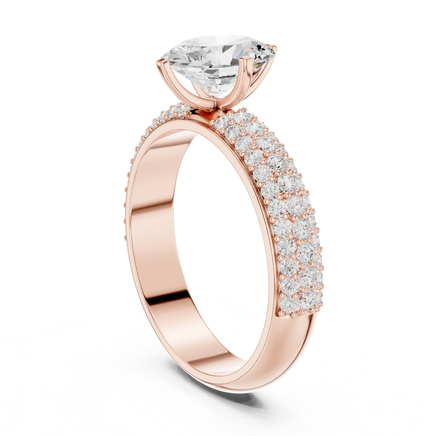Round Lab Grown Diamond Pave Engagement Ring