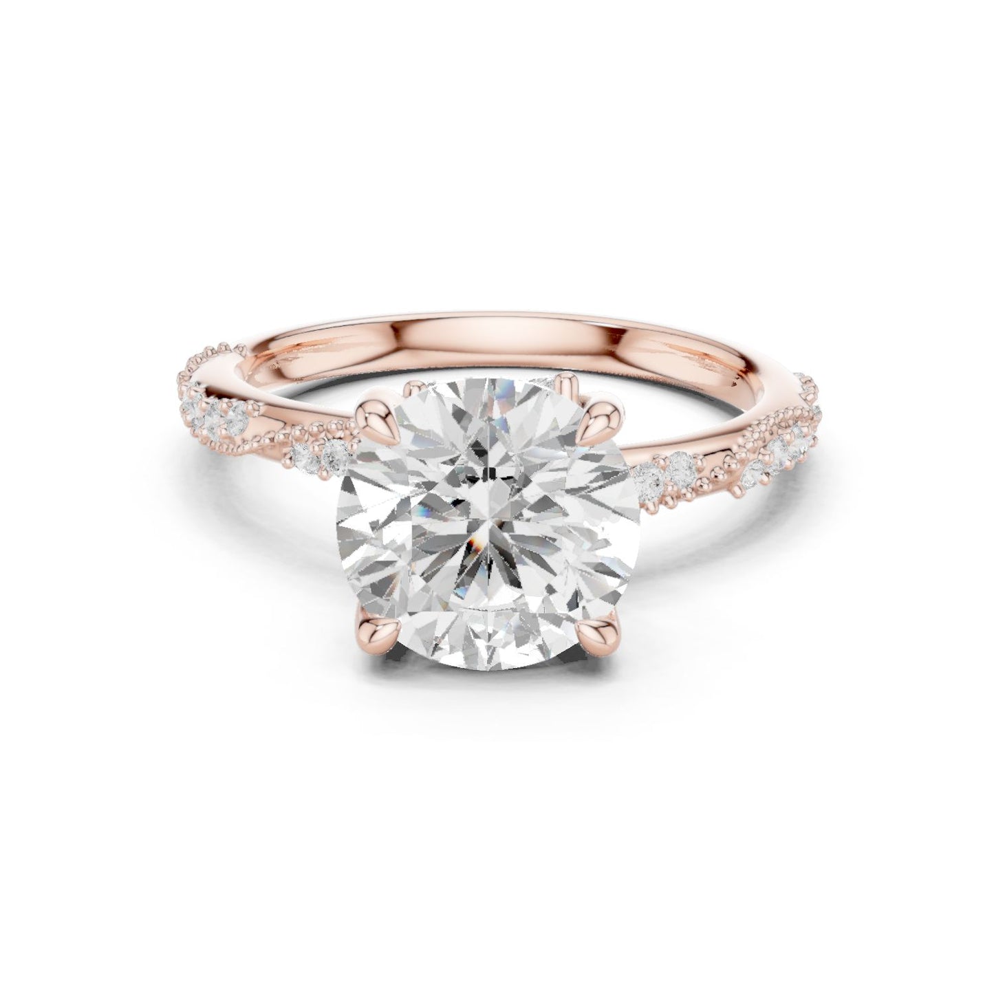 Round Lab Grown Diamond Pave Engagement Ring